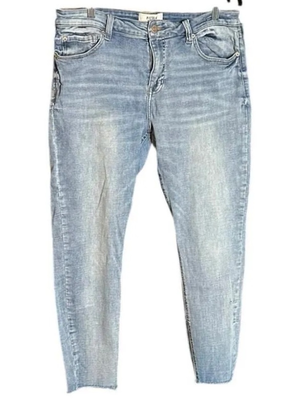 Pistola light wash high-rise skinny ankle jeans with a raw hem 28